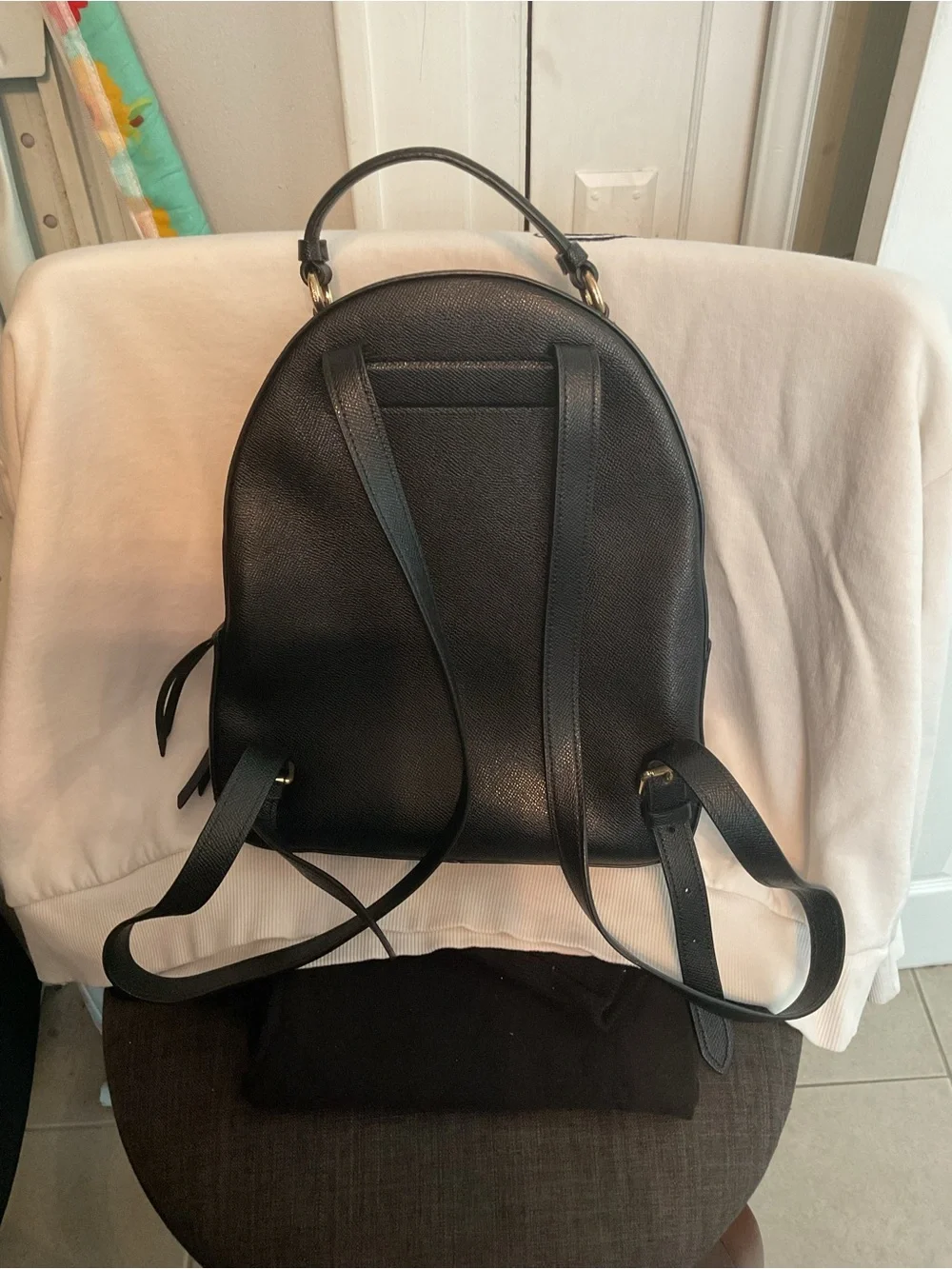 Coach Black Pebbled Leather Mini Backpack with Gold Hardware